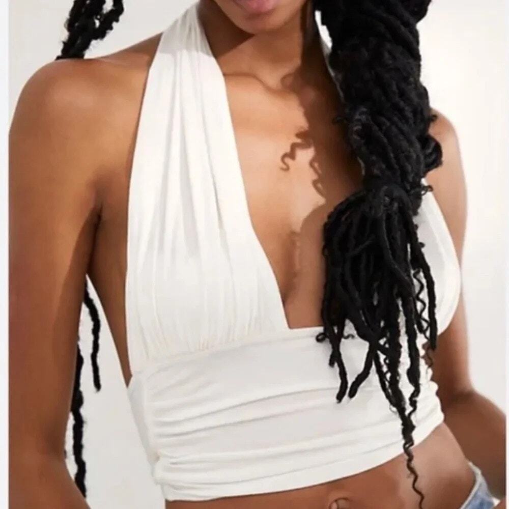 Free People Heather Top - Ivory Halter Top - S - Picture 1 of 7